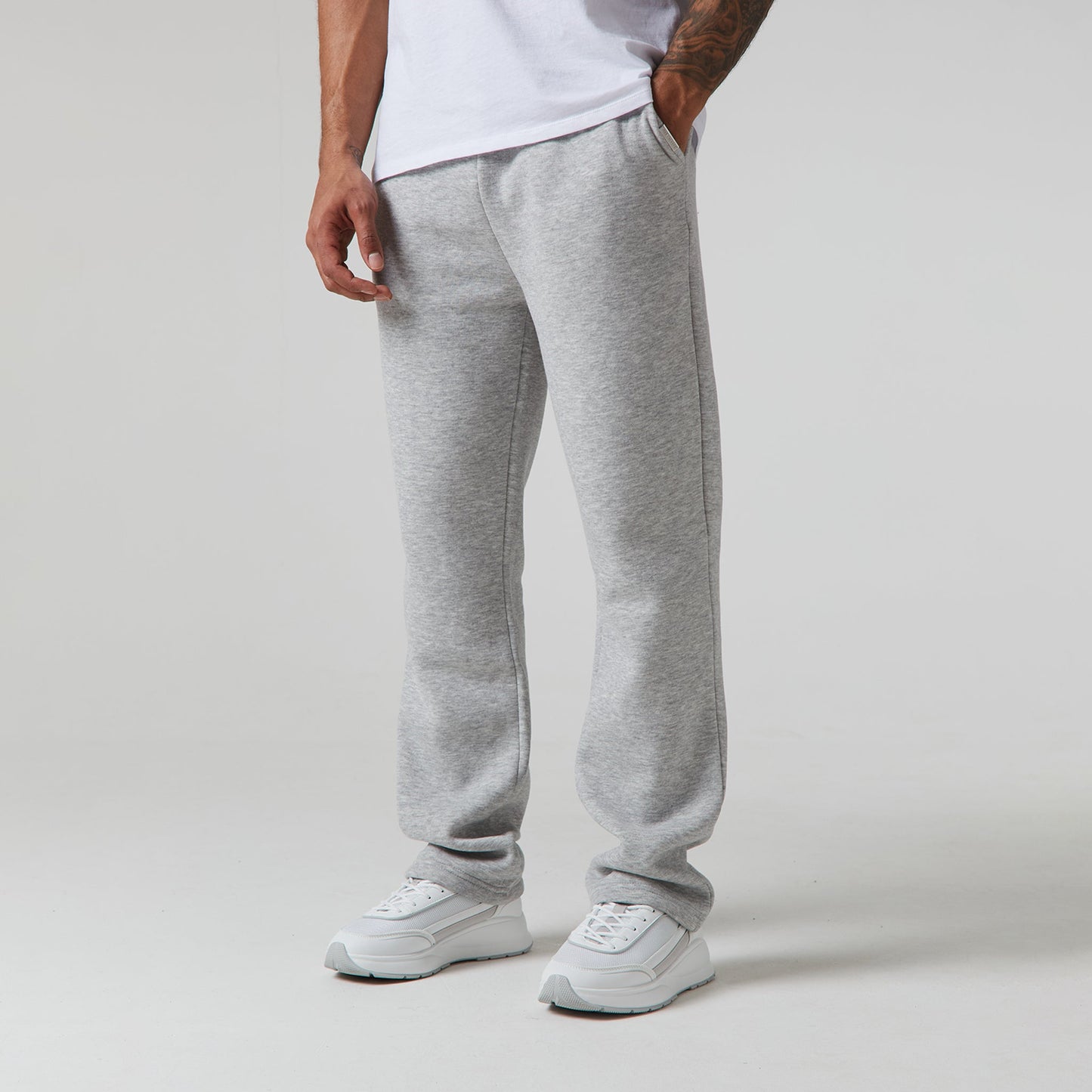 Grey Marl | Relaxed Fit Open Hem Jogger